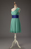 Romantic A-line Asymmetric Neckline Zip up Chiffon Mini Bridesmaid Dresses
