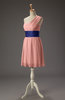 Romantic A-line Asymmetric Neckline Zip up Chiffon Mini Bridesmaid Dresses