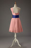 Romantic A-line Asymmetric Neckline Zip up Chiffon Mini Bridesmaid Dresses