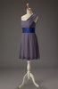 Romantic A-line Asymmetric Neckline Zip up Chiffon Mini Bridesmaid Dresses