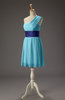 Romantic A-line Asymmetric Neckline Zip up Chiffon Mini Bridesmaid Dresses
