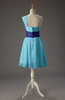 Romantic A-line Asymmetric Neckline Zip up Chiffon Mini Bridesmaid Dresses