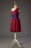 Romantic A-line Asymmetric Neckline Zipper Sash Bridesmaid Dresses