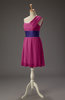 Romantic A-line Asymmetric Neckline Zipper Sash Bridesmaid Dresses
