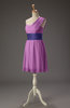 Romantic A-line Asymmetric Neckline Zipper Ribbon Bridesmaid Dresses