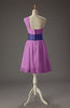 Romantic A-line Asymmetric Neckline Zipper Ribbon Bridesmaid Dresses