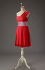 Romantic Asymmetric Neckline Sleeveless Chiffon Short Ruching Bridesmaid Dresses