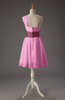 Cute A-line Asymmetric Neckline Zip up Chiffon Prom Dresses