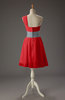 Cute A-line One Shoulder Sleeveless Chiffon Pleated Wedding Guest Dresses