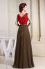 Elegant A-line V-neck Zip up Chiffon Pleated Prom Dresses