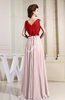 Elegant A-line V-neck Zip up Chiffon Pleated Prom Dresses