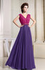 Casual A-line V-neck Chiffon Floor Length Pleated Evening Dresses