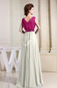 Casual A-line V-neck Chiffon Floor Length Pleated Evening Dresses