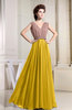Informal A-line V-neck Floor Length Pleated Bridesmaid Dresses