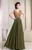 Modest A-line Zip up Chiffon Floor Length Pleated Bridesmaid Dresses