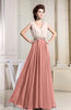 Modest A-line V-neck Sleeveless Pleated Evening Dresses