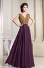 Vintage A-line Sleeveless Zip up Chiffon Pleated Prom Dresses