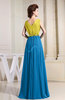 Casual V-neck Sleeveless Zip up Chiffon Floor Length Evening Dresses