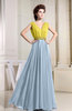 Casual V-neck Sleeveless Zip up Chiffon Floor Length Evening Dresses