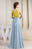 Casual V-neck Sleeveless Zip up Chiffon Floor Length Evening Dresses