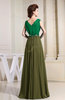 Elegant A-line V-neck Sleeveless Zip up Prom Dresses