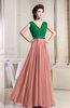Elegant A-line V-neck Sleeveless Zip up Prom Dresses