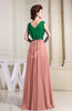 Elegant A-line V-neck Sleeveless Zip up Prom Dresses