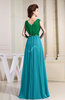 Elegant A-line V-neck Sleeveless Zip up Prom Dresses
