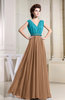 Casual A-line V-neck Chiffon Floor Length Pleated Bridesmaid Dresses
