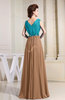Casual A-line V-neck Chiffon Floor Length Pleated Bridesmaid Dresses