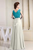 Casual A-line V-neck Chiffon Floor Length Pleated Bridesmaid Dresses