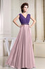 Casual A-line V-neck Floor Length Pleated Bridesmaid Dresses