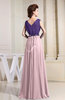 Casual A-line V-neck Floor Length Pleated Bridesmaid Dresses