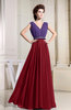 Casual A-line V-neck Floor Length Pleated Bridesmaid Dresses