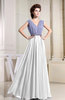 Modest V-neck Sleeveless Zipper Floor Length Pleated Bridesmaid Dresses