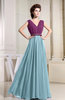 Vintage V-neck Sleeveless Zipper Floor Length Pleated Bridesmaid Dresses