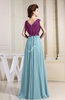 Vintage V-neck Sleeveless Zipper Floor Length Pleated Bridesmaid Dresses