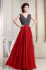 Antique A-line V-neck Chiffon Floor Length Pleated Evening Dresses