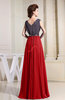 Antique A-line V-neck Chiffon Floor Length Pleated Evening Dresses