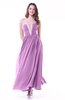 Elegant A-line V-neck Half Backless Chiffon Floor Length Plus Size Prom Dresses