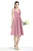 Plain A-line V-neck Zip up Chiffon Sash Plus Size Bridesmaid Dresses