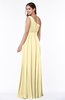 Plain Asymmetric Neckline Sleeveless Half Backless Floor Length Plus Size Bridesmaid Dresses