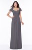 Modern Portrait Short Sleeve Floor Length Sash Plus Size Bridesmaid Dresses