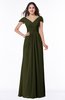 Modest Short Sleeve Chiffon Floor Length Ruching Plus Size Bridesmaid Dresses
