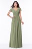 Modest Short Sleeve Chiffon Floor Length Ruching Plus Size Bridesmaid Dresses