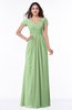 Modest Short Sleeve Chiffon Floor Length Ruching Plus Size Bridesmaid Dresses