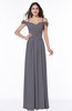 Gorgeous A-line Off-the-Shoulder Short Sleeve Chiffon Plus Size Bridesmaid Dresses