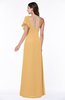 Modern A-line Asymmetric Neckline Short Sleeve Floor Length Plus Size Bridesmaid Dresses