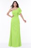Modern A-line Asymmetric Neckline Short Sleeve Floor Length Plus Size Bridesmaid Dresses