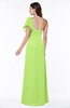 Modern A-line Asymmetric Neckline Short Sleeve Floor Length Plus Size Bridesmaid Dresses